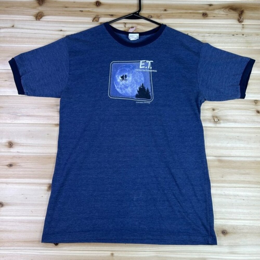 Universal Studios E.T. T-Shirt Youth XL Blue Bicycle Jump the Moon Movie Shirt